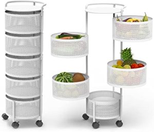 Introducing our 5-Layer White Revolving Cart with Wheels – the perfect storage solution that combines functionality, style, and convenience. With its oval shape and sleek white colour, this cart is not only practical but also adds a touch of elegance to any space. This 5-layer cart offers plenty of room for organizing and storing your essentials. Each tier provides generous space to accommodate various items, such as kitchen supplies, bathroom toiletries, office supplies, or even arts and crafts materials. The unique revolving feature allows easy access to all sides of the cart. No need to struggle to reach items in the back or on the sides. Simply rotate the cart and effortlessly retrieve whatever you need. Crafted with high-quality materials, this cart is designed to withstand everyday use. The sturdy construction ensures stability and durability, while the smooth-rolling wheels provide effortless mobility. Setting up this cart is a breeze. With the included instructions and minimal assembly required, you’ll have it up and ready to use in no time This cart is incredibly versatile and can be used in various settings. Whether you need additional storage in your kitchen, bathroom, office, or even as a mobile serving station during gatherings, this cart is up to the task.
