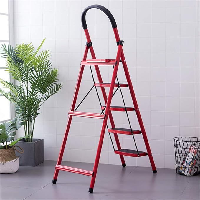 5 LAYER MULTIFUNCTION HOUSEHOLD LADDER, FOLDABLE LADDER WITH SAFETY HOLD HANDLE, STURDY AND DURABLE LADDER