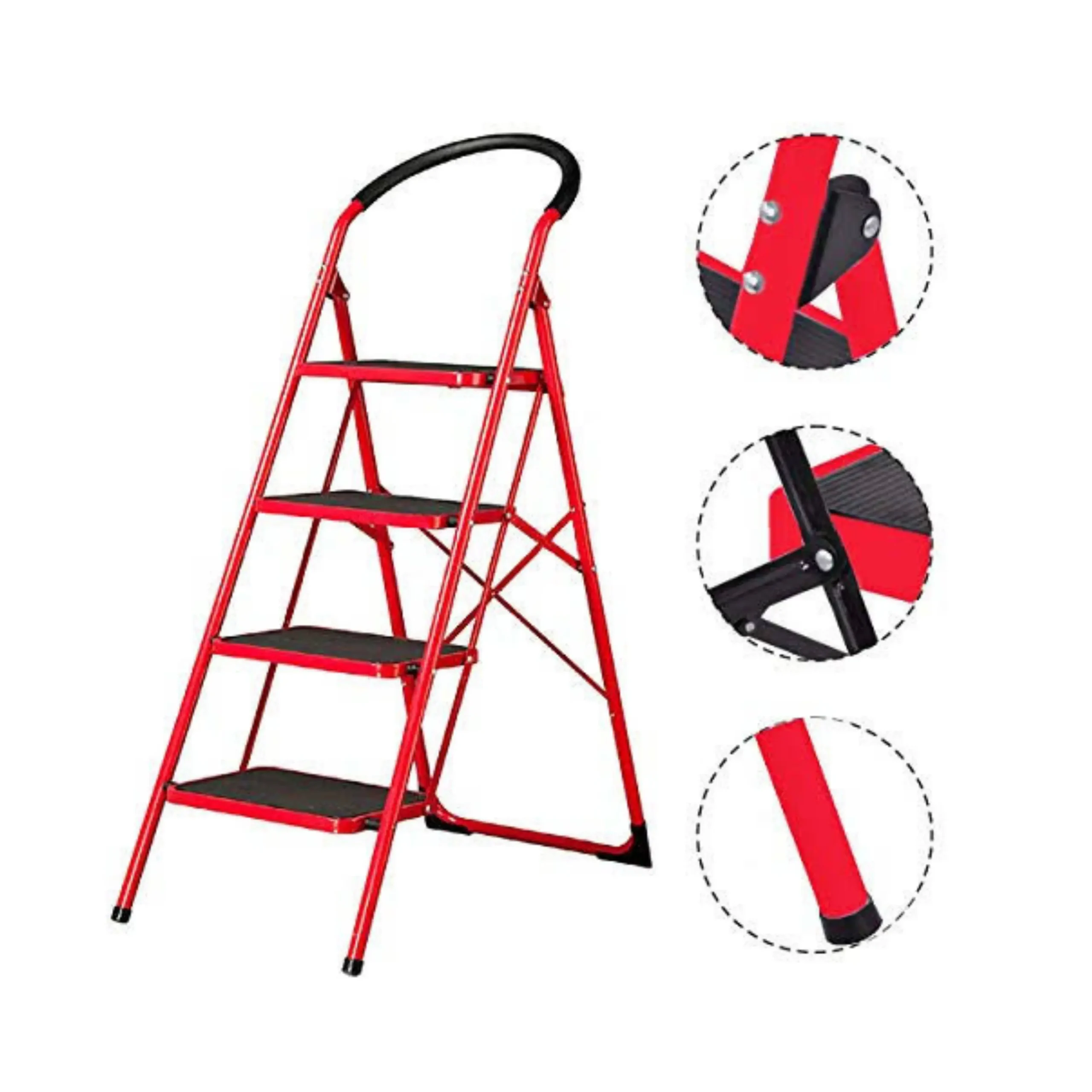 4 LAYER MULTIFUNCTION HOUSEHOLD LADDER, FOLDABLE LADDER WITH SAFETY HOLD HANDLE, STURDY AND DURABLE LADDER