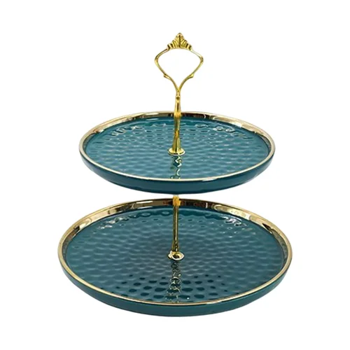 2 Tier Emerald Green Ceramic High Tea Stand