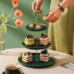 3 Tier Emerald Green Ceramic High Tea Stand