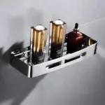 304 Stainless Steel Bathroom Rectangular Rack, Chrome Finish Double Layer Bathroom Caddy