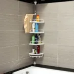 Bathroom 4 Layer Rack, Telescopic Corner Rack With Towel Holder, Wall hanging Bath Organizer