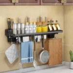 Wall mount kitchen Storage Rack, Kitchen Spice bottle and utensil organizer