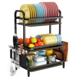 3-TIER DISH RACK WITH UTENSIL HOLDER AND CUTTING BOARD HOLDER FOR KITCHEN COUNTERTOP