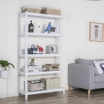 DURABLE ADJUSTABLE WHITE STEEL STORAGE RACK – HEAVY-DUTY ORGANIZER FOR HOME AND WORKSPACES