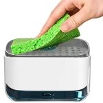 DISH SOAP DISPENSER WITH SPONGE HOLDER, COUNTERTOP SOAP PUMP DISPENSER, 350ML, FOR KITCHEN SINK DISHWASHING