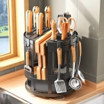 360 rotatable kitchen utensil holder, kitchen utensil holder in Sri Lanka, carbon steel kitchen rack, countertop utensil organizer, knife spoon board holder, kitchen storage rack Sri Lanka, rotating utensil stand, modern kitchen rack, kitchen tool organizer Sri Lanka, hardwarestore.lk