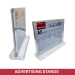 A5 horizontal acrylic sign holder, T-shape display frame, double sided acrylic stand, QR code holder, menu sign holder, tabletop display frame, plastic desk stand, retail sign holder, clear acrylic frame, countertop display board