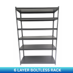 heavy duty storage rack, 6 tier steel shelving, boltless shelving unit, industrial storage rack, garage shelving Sri Lanka, warehouse storage solution, adjustable steel rack, hardwarestore.lk